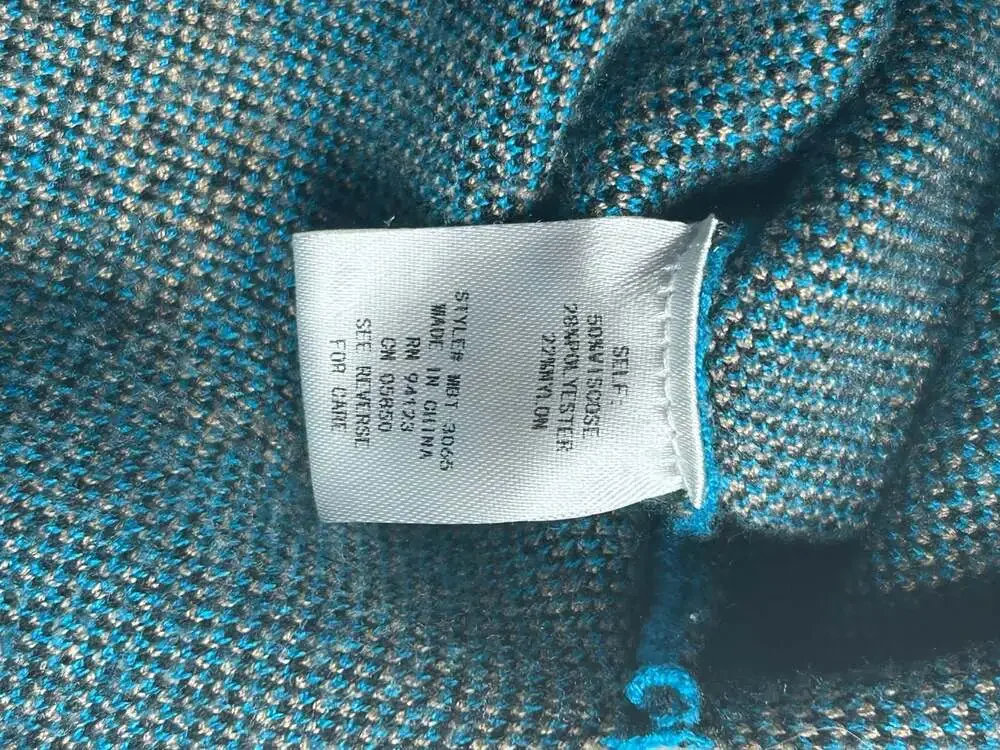 Pixi + Ivy Women's Blue Tiger Print Oversized Knit Sweater